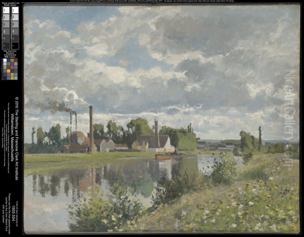 The River Oise near Pontoise Oil Painting by Camille Pissarro