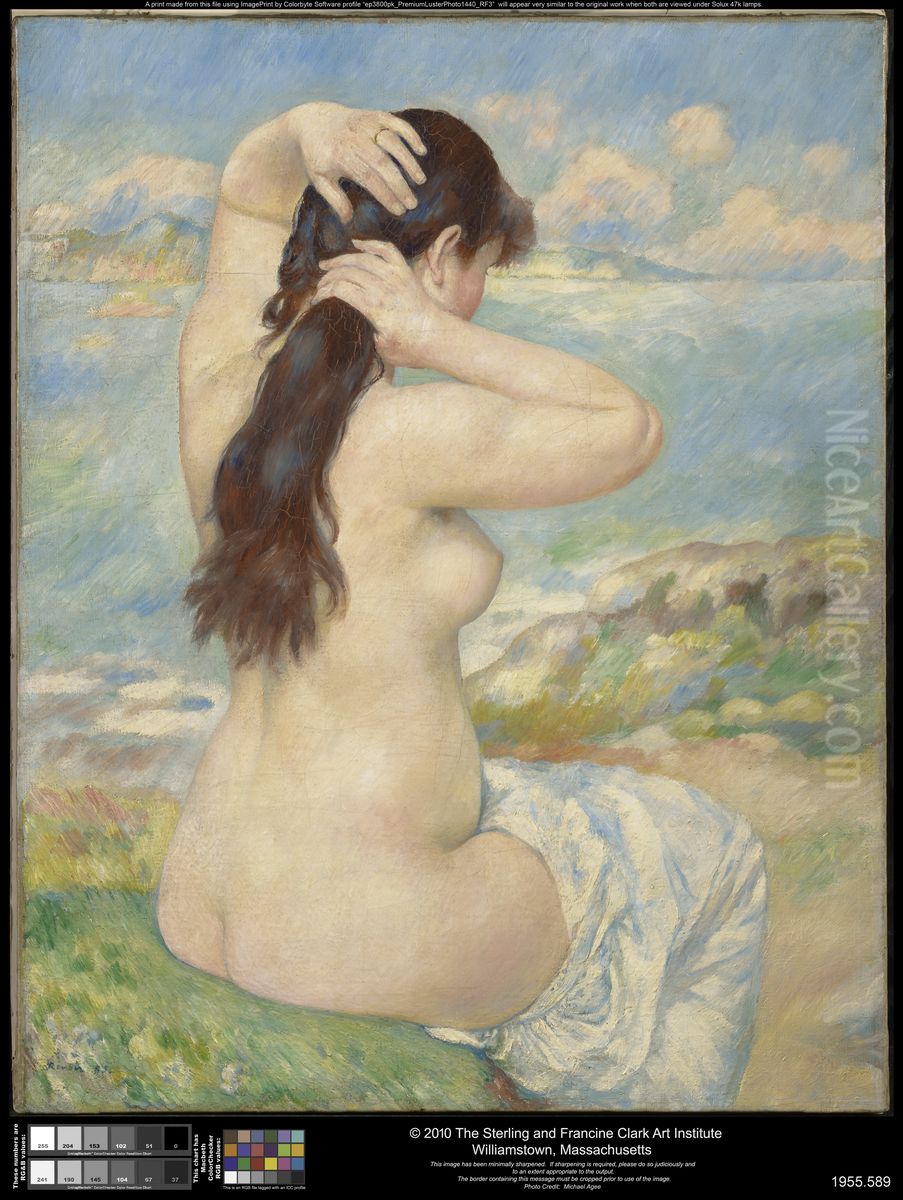 Bather Arranging Her Hair Oil Painting by Pierre Auguste Renoir