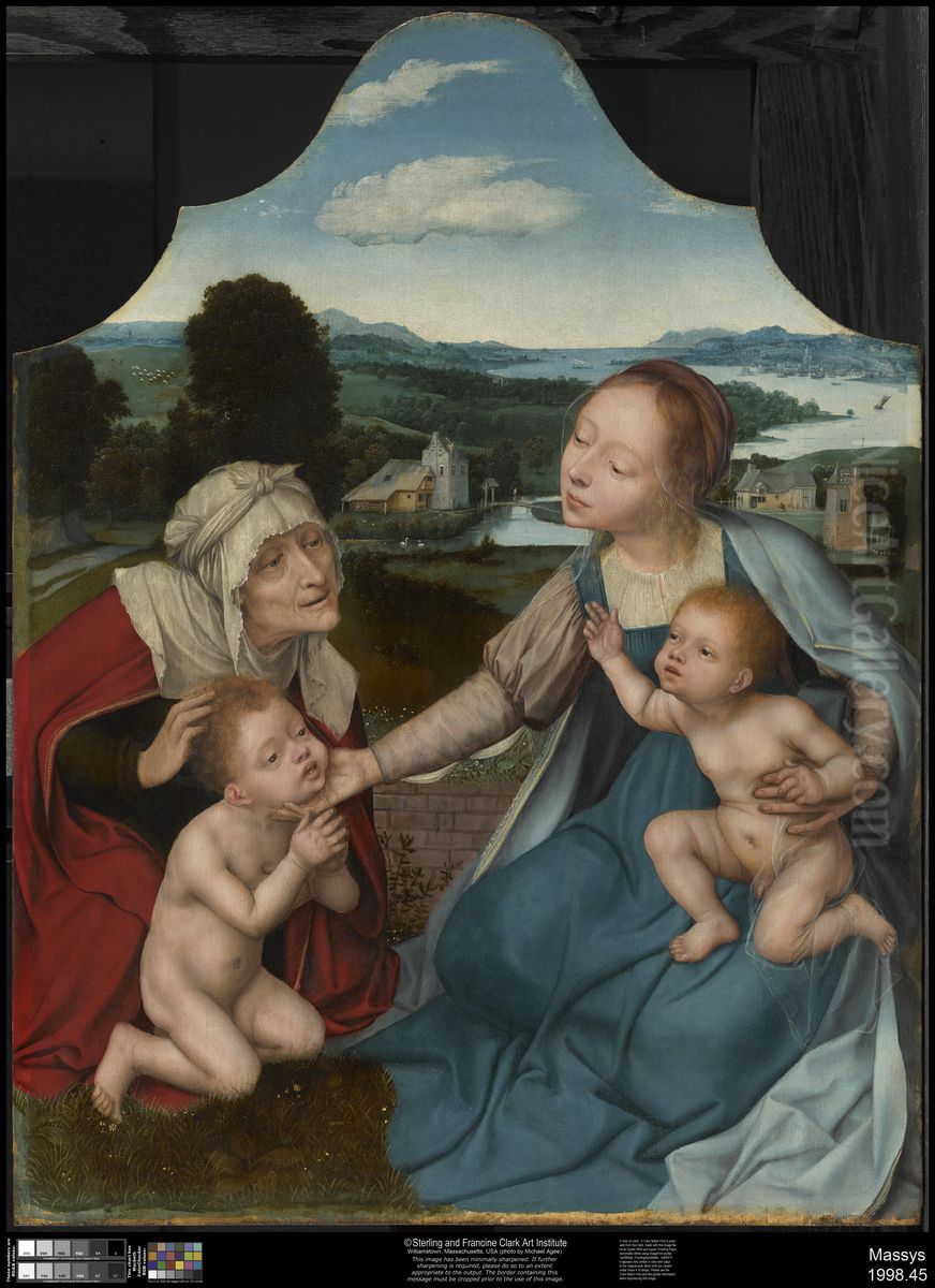Virgin and Child with Saints Elizabeth and John the Baptist Oil Painting by Quinten Metsys