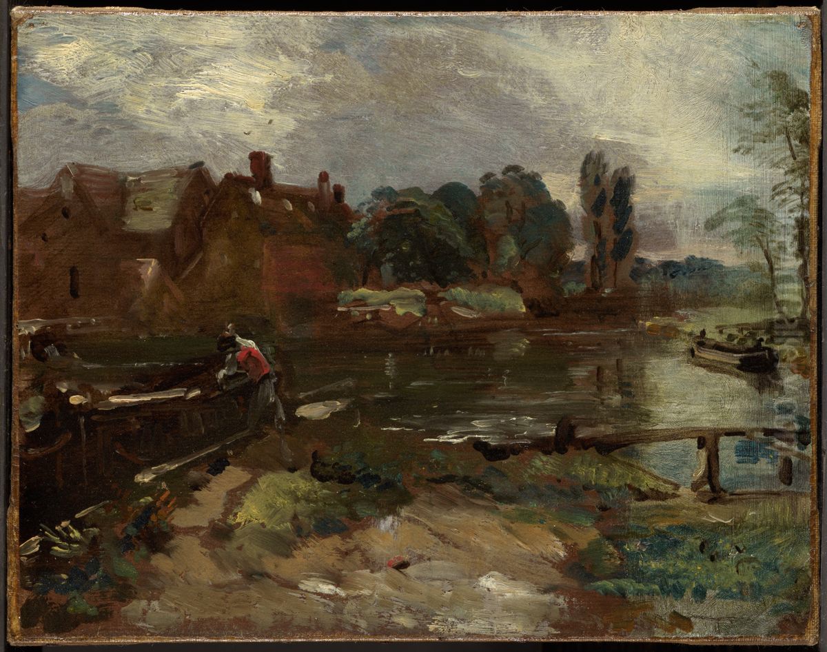 Flatford Mill from the Lock Oil Painting by John Constable