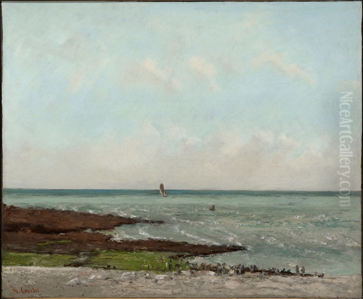Laundresses at Low Tide, Etretat Oil Painting by Gustave Courbet