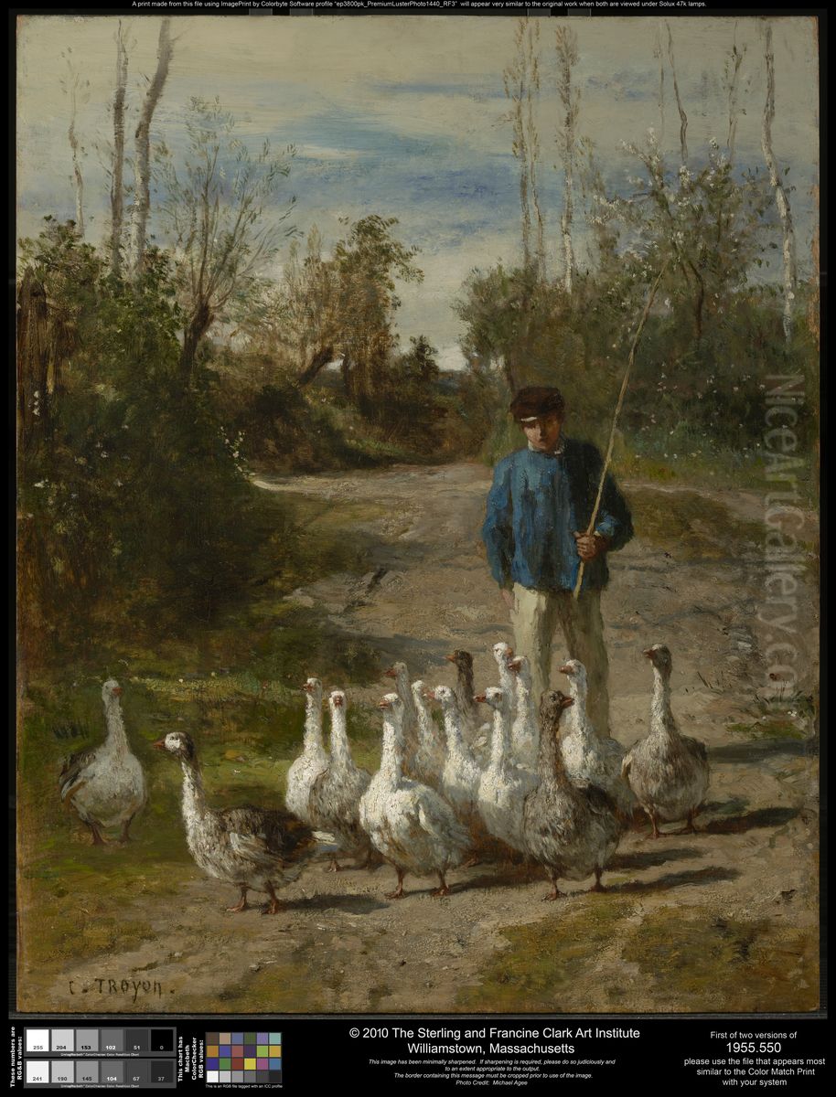 The Gooseherd Oil Painting by Constant Troyon