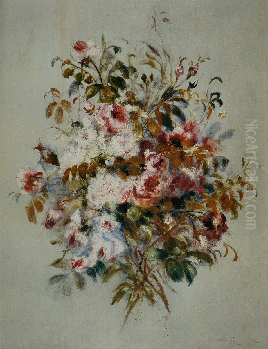 Bouquet de roses Oil Painting by Pierre Auguste Renoir