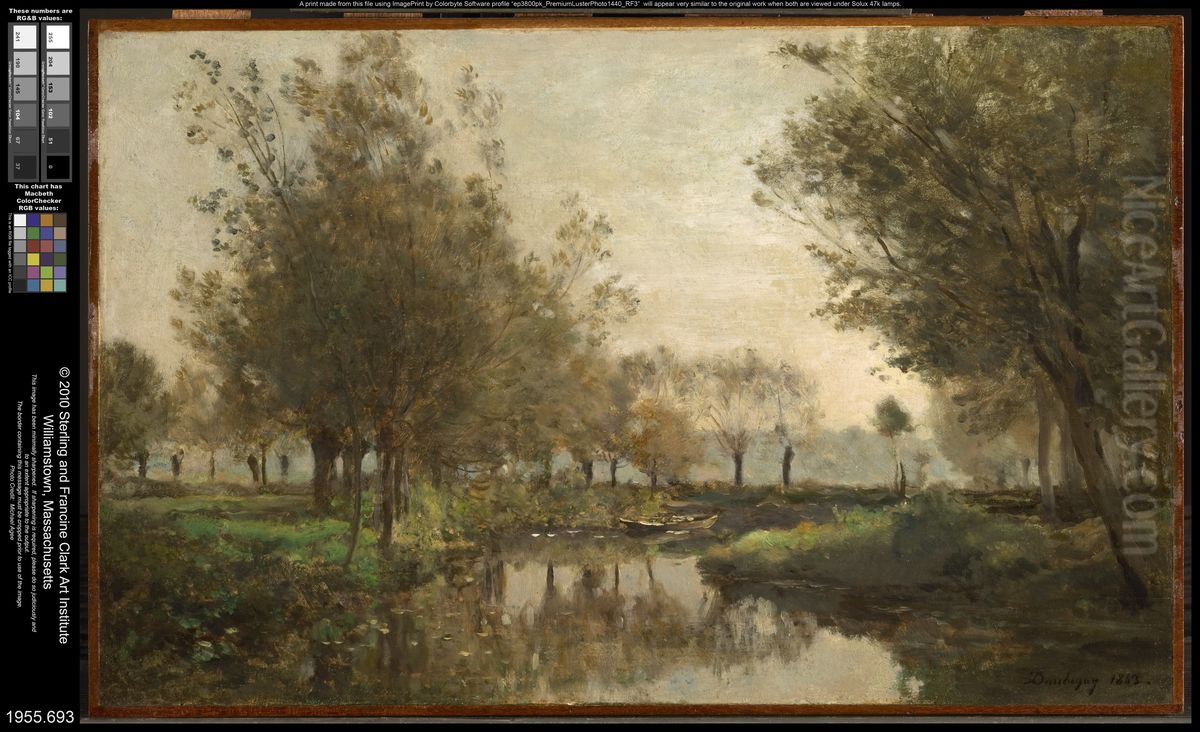 The Creek Oil Painting by Charles-Francois Daubigny