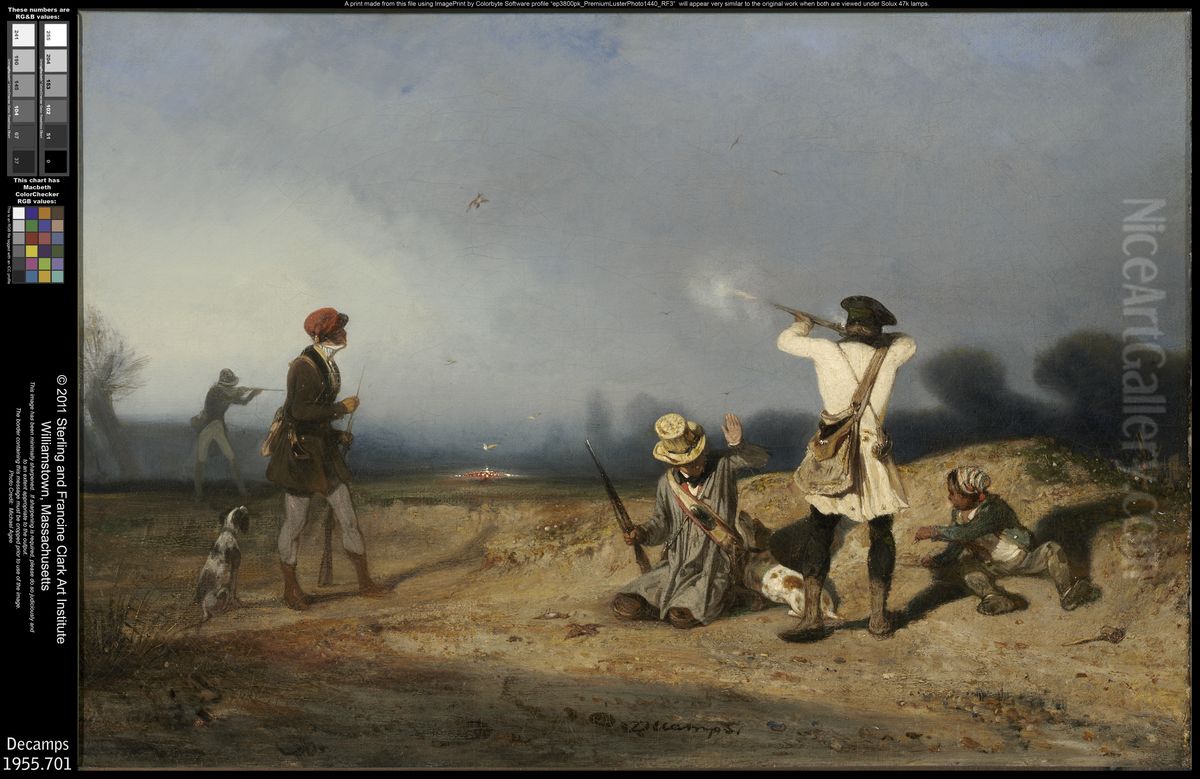 Bird Hunting Oil Painting by Alexandre-Gabriel Decamps