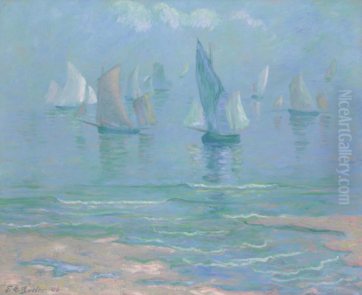 Sailboats At Dieppe Oil Painting by Theodore Butler