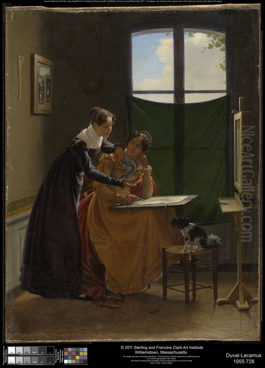 The Drawing Lesson Oil Painting by Pierre Duval Le Camus