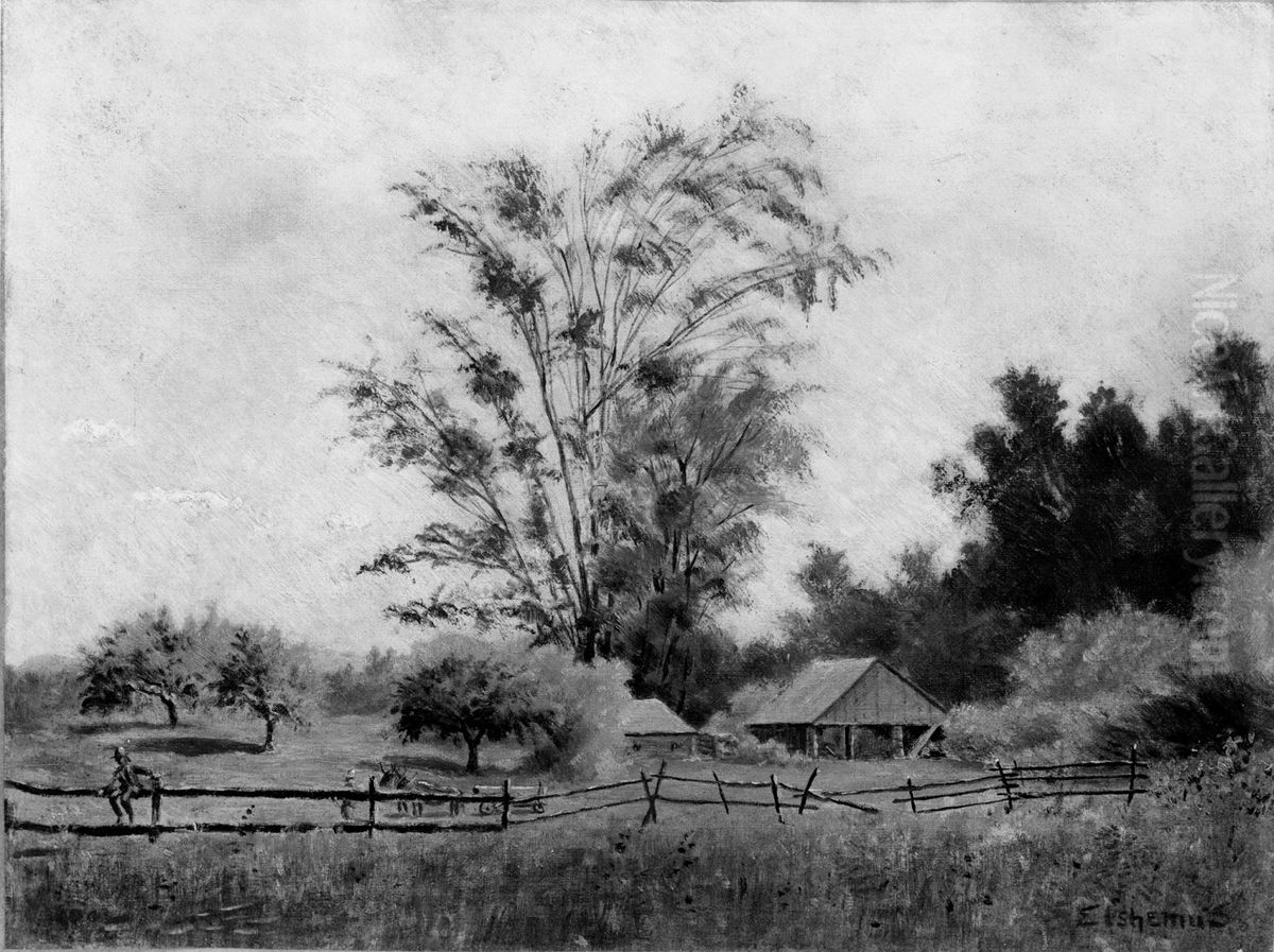American Farm Oil Painting by Louis Eilshemius