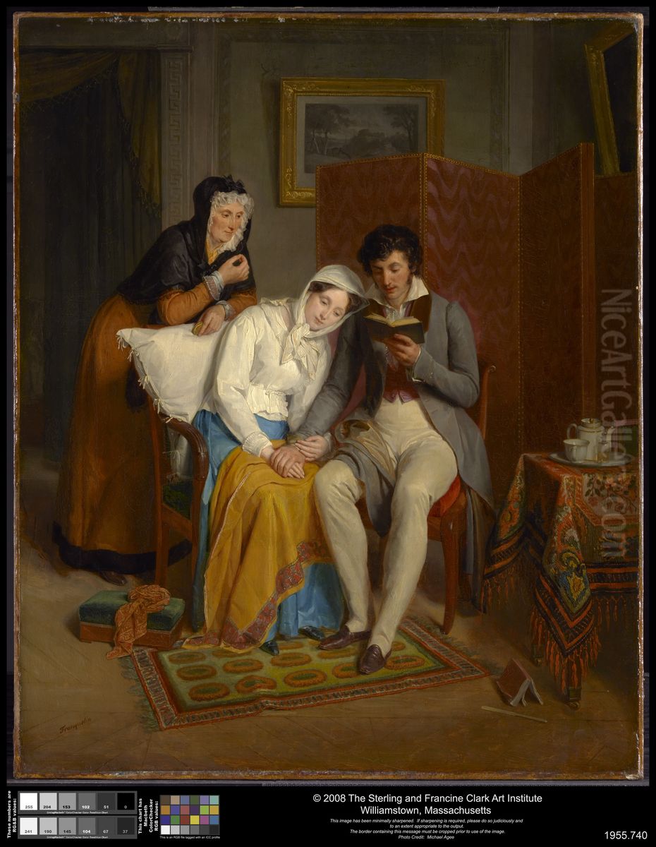 Reading to the Convalescent Oil Painting by Jean-Augustin Franquelin