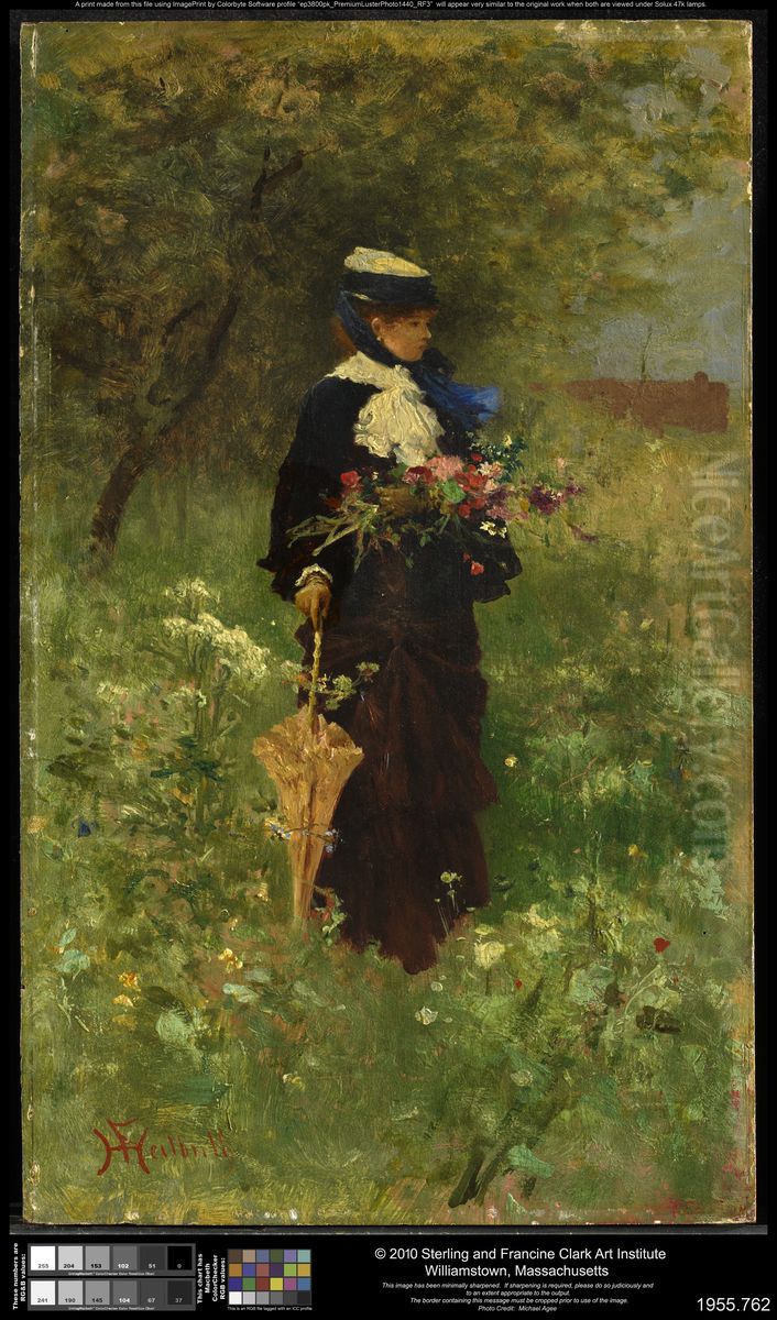 Woman with Flowers Oil Painting by Ferdinand Heilbuth