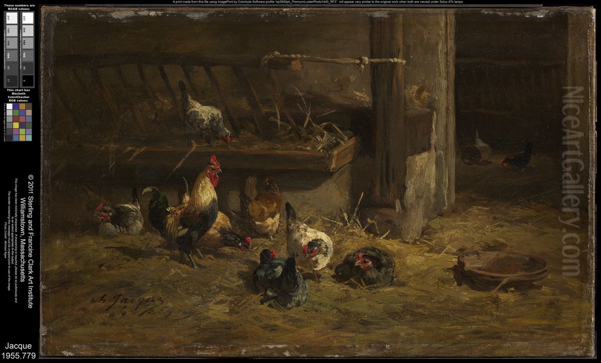 Poultry Oil Painting by Charles Jacque