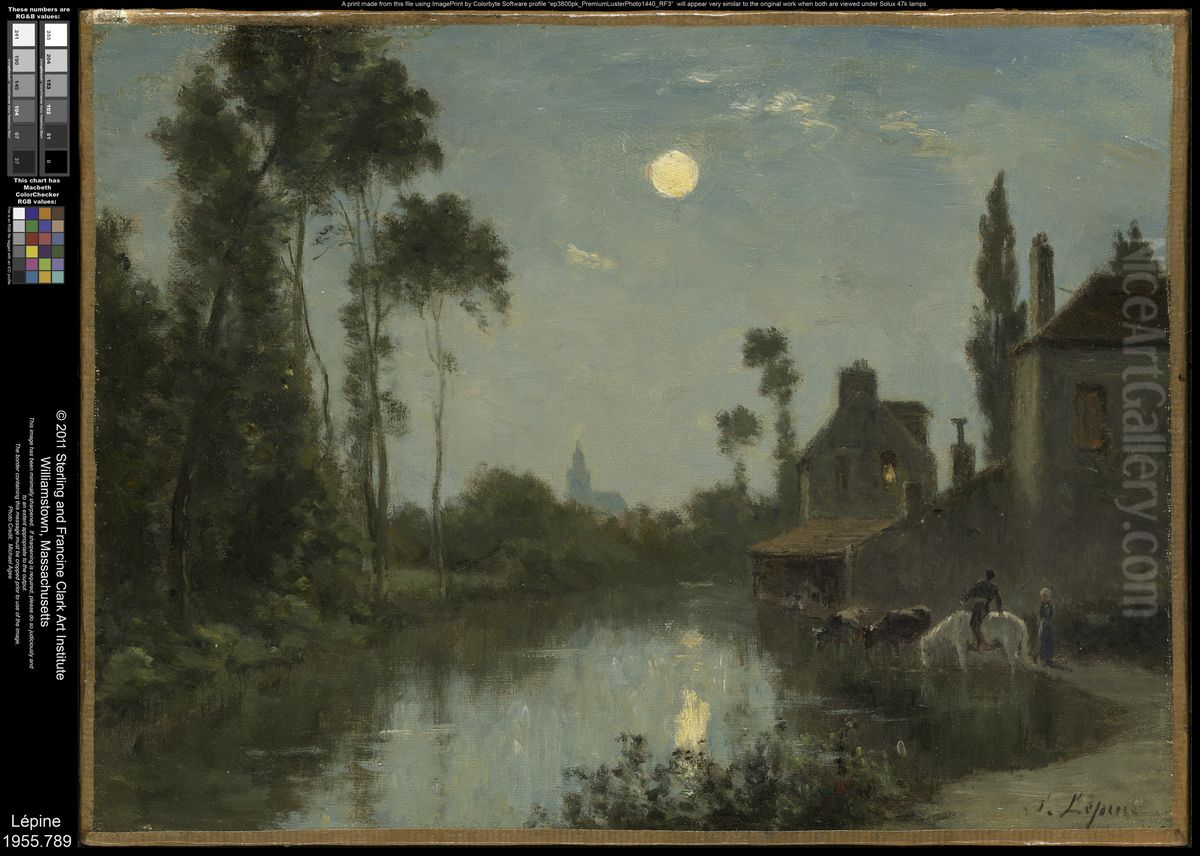 Moonlit River Oil Painting by Stanislas Lepine
