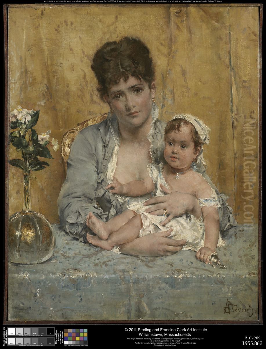 Mother and Child Oil Painting by Alfred Stevens