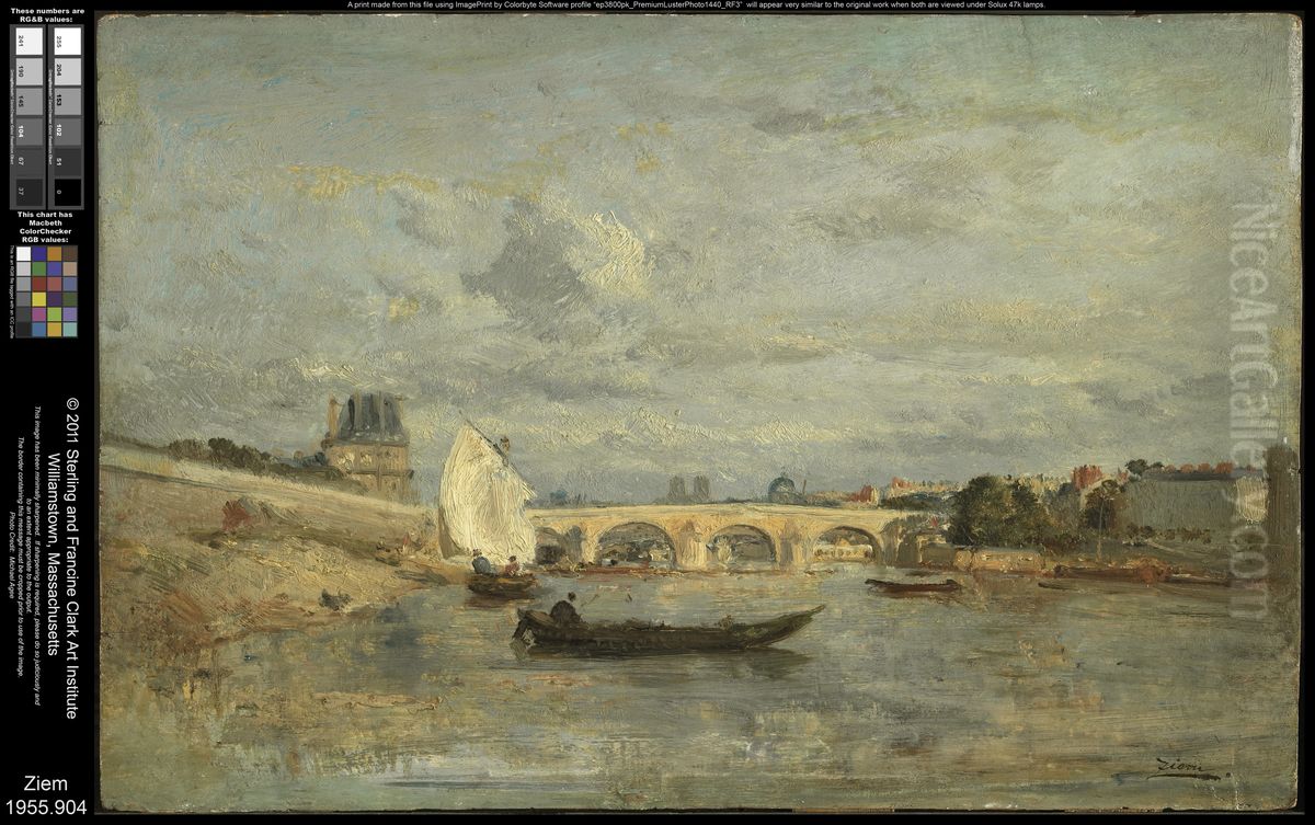 Le Pont Royal, Paris Oil Painting by Felix Ziem