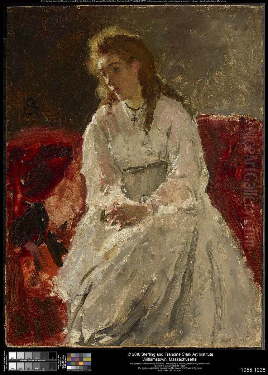 Woman in White Oil Painting by Alfred Stevens