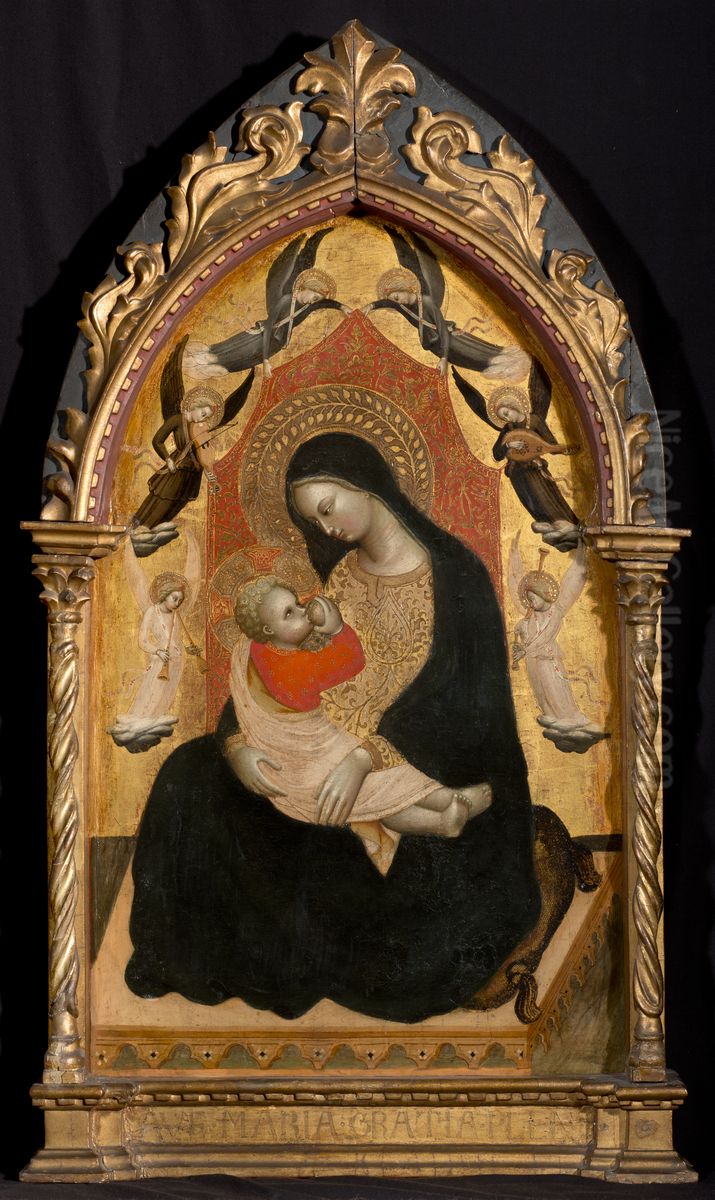 Virgin and Child with Music-Making Angels Oil Painting by Master of the Straus Madonna