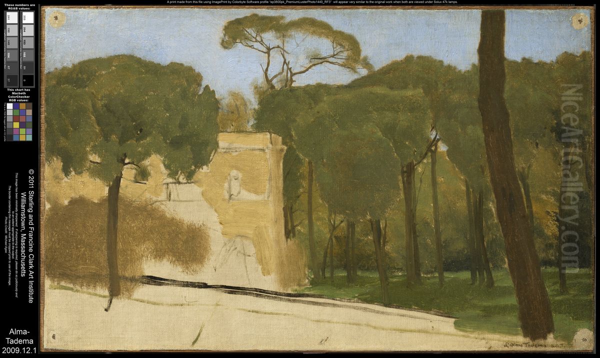 Pine Trees in a Roman Park Oil Painting by Lawrence Alma-Tadema