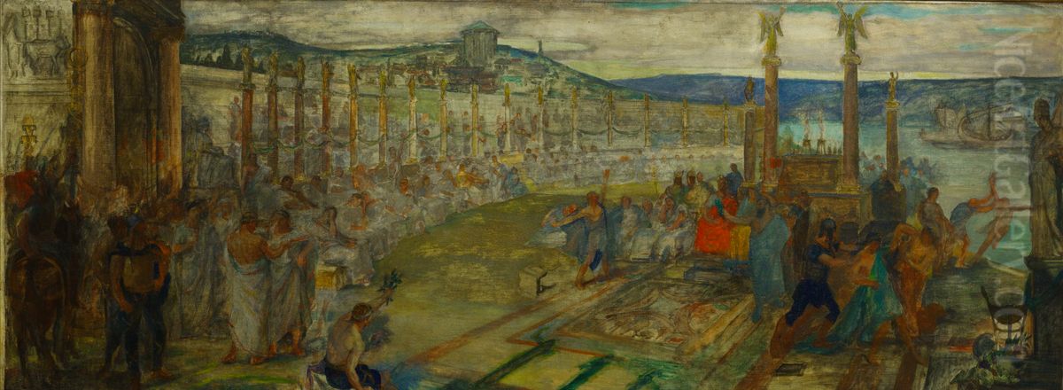 Le concours d'eloquence sous Caligula a Lyon Oil Painting by Jean-Joseph Weerts