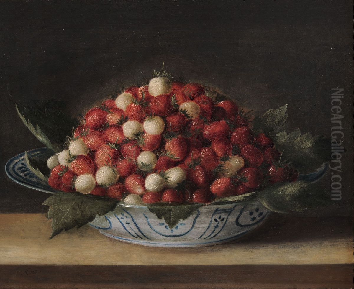 Bowl of Strawberries Oil Painting by Sebastian Stoskopff