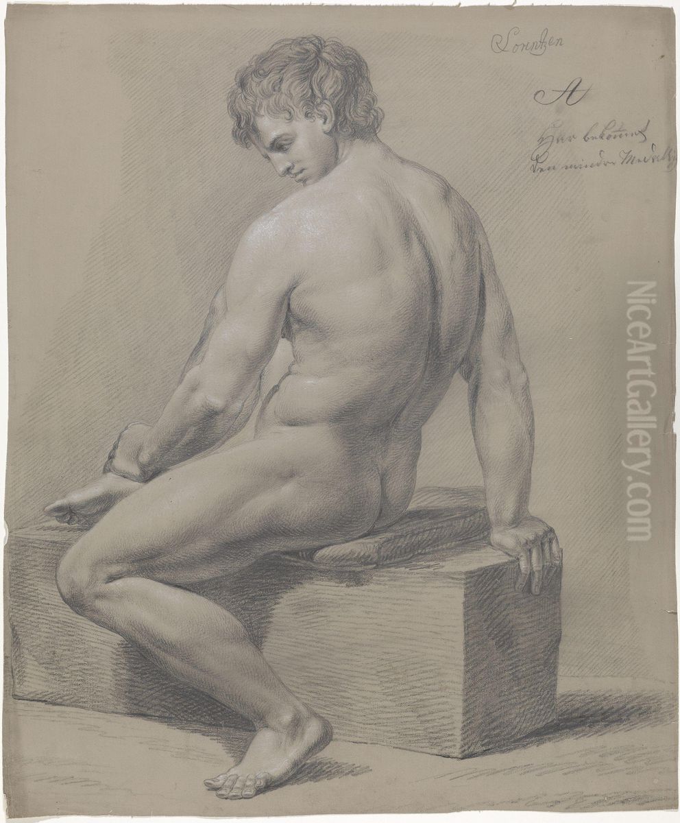 Sittende mannsakt Oil Painting by Johan Wilhelm Ludwig Dahl