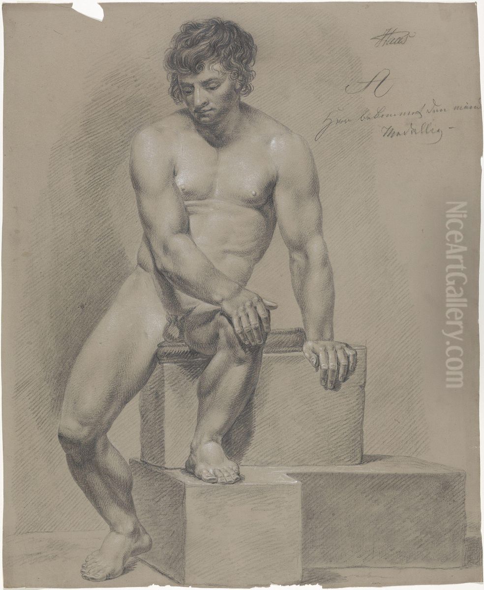 Sittende mannsakt Oil Painting by Johan Wilhelm Ludwig Dahl