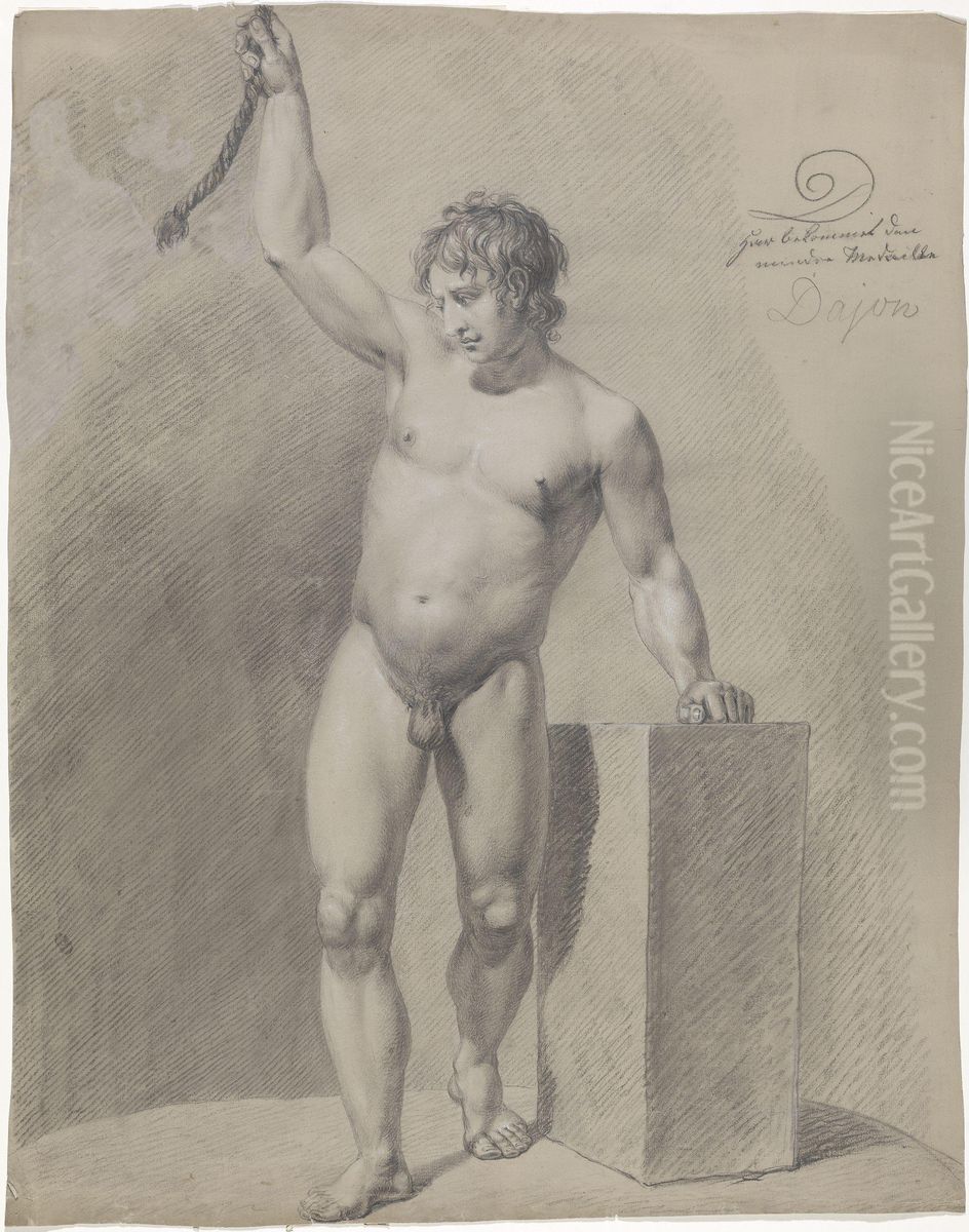 Mannsakt med tau i handen Oil Painting by Johan Wilhelm Ludwig Dahl