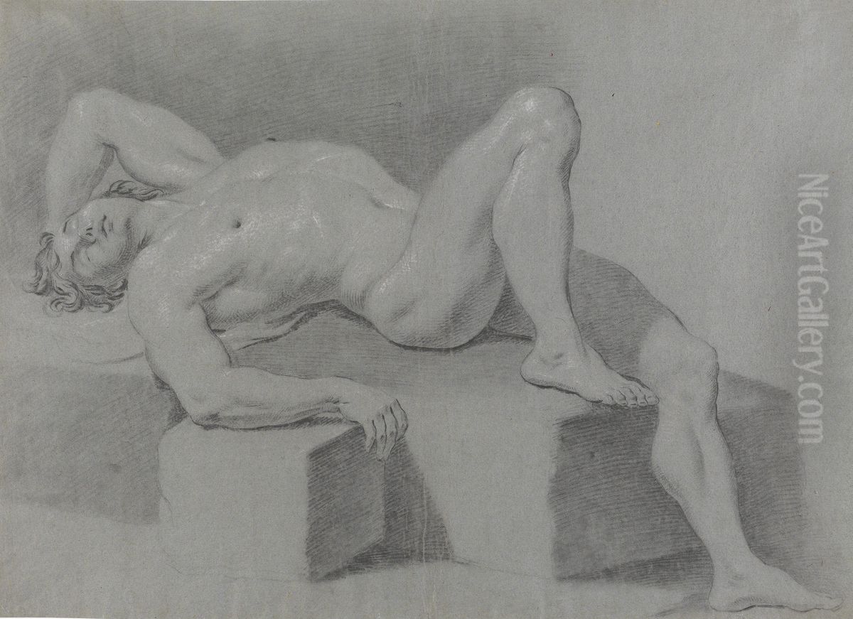 Liggende mannsakt. Oil Painting by Johan Wilhelm Ludwig Dahl