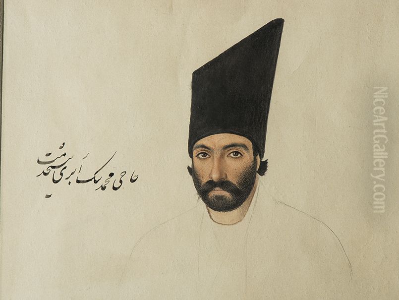 Portrait of Haji Mohammad Beyk Abri Oil Painting by Mirza Abolhassan Khan Ghaffari