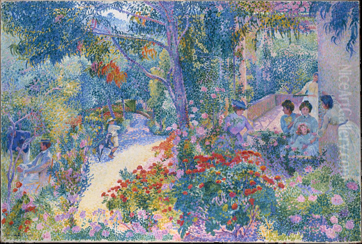 Nachmittag im Garten Oil Painting by Henri-Edmond Cross