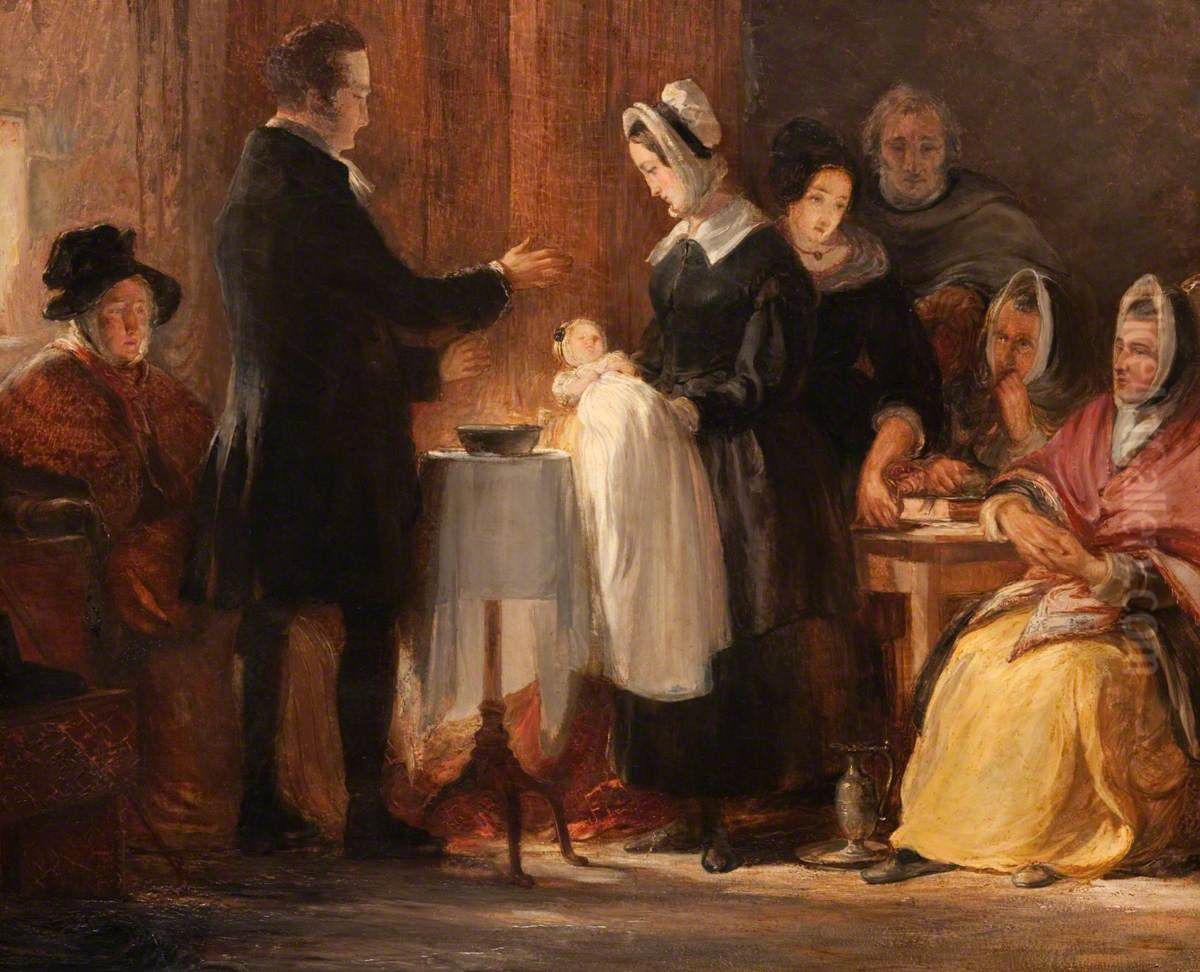 The Christening Oil Painting by George Harvey