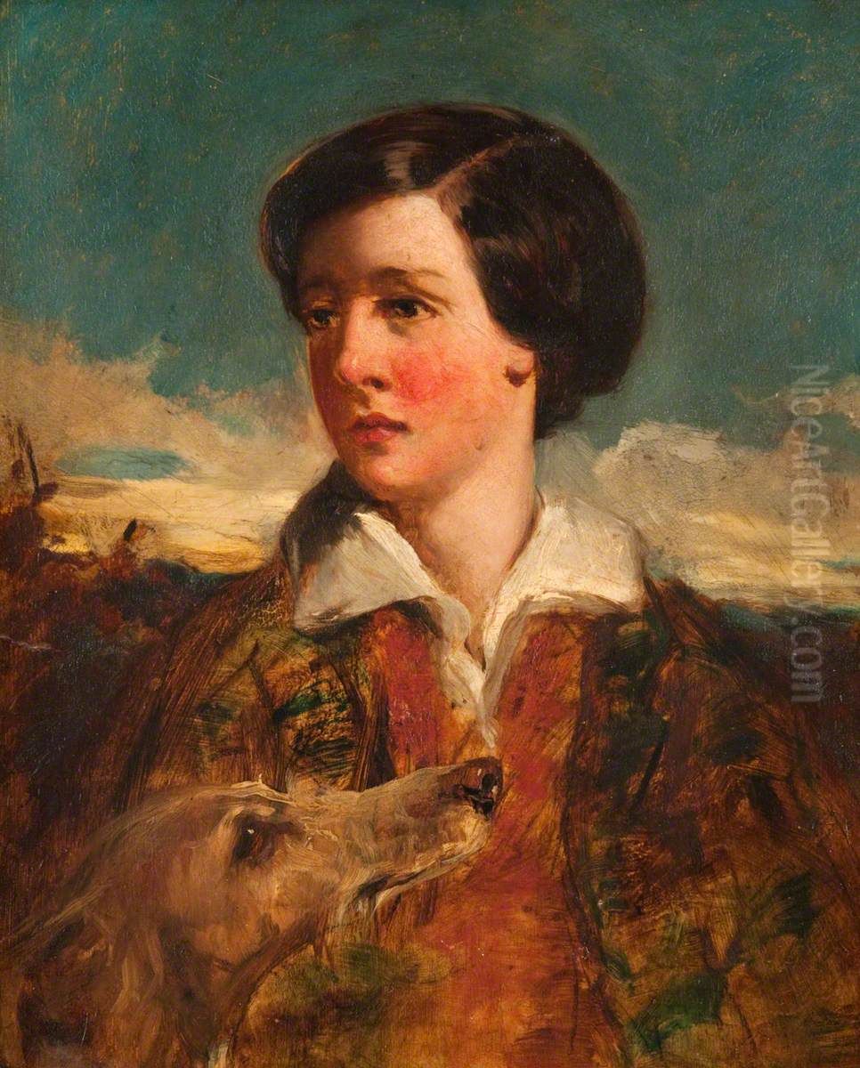 Boy with a Hound Oil Painting by Thomas Faed