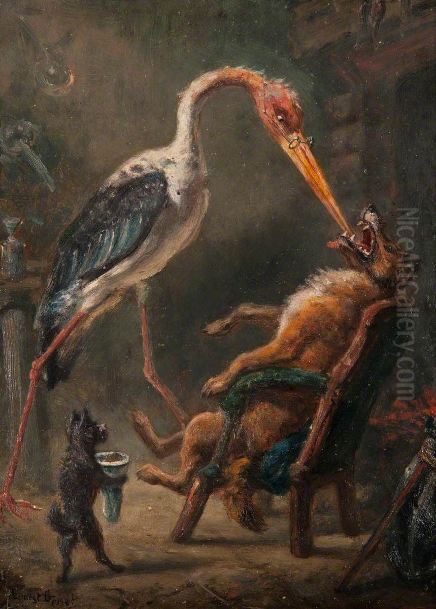 The Wolf and the Crane Oil Painting by Ernest Henry Griset