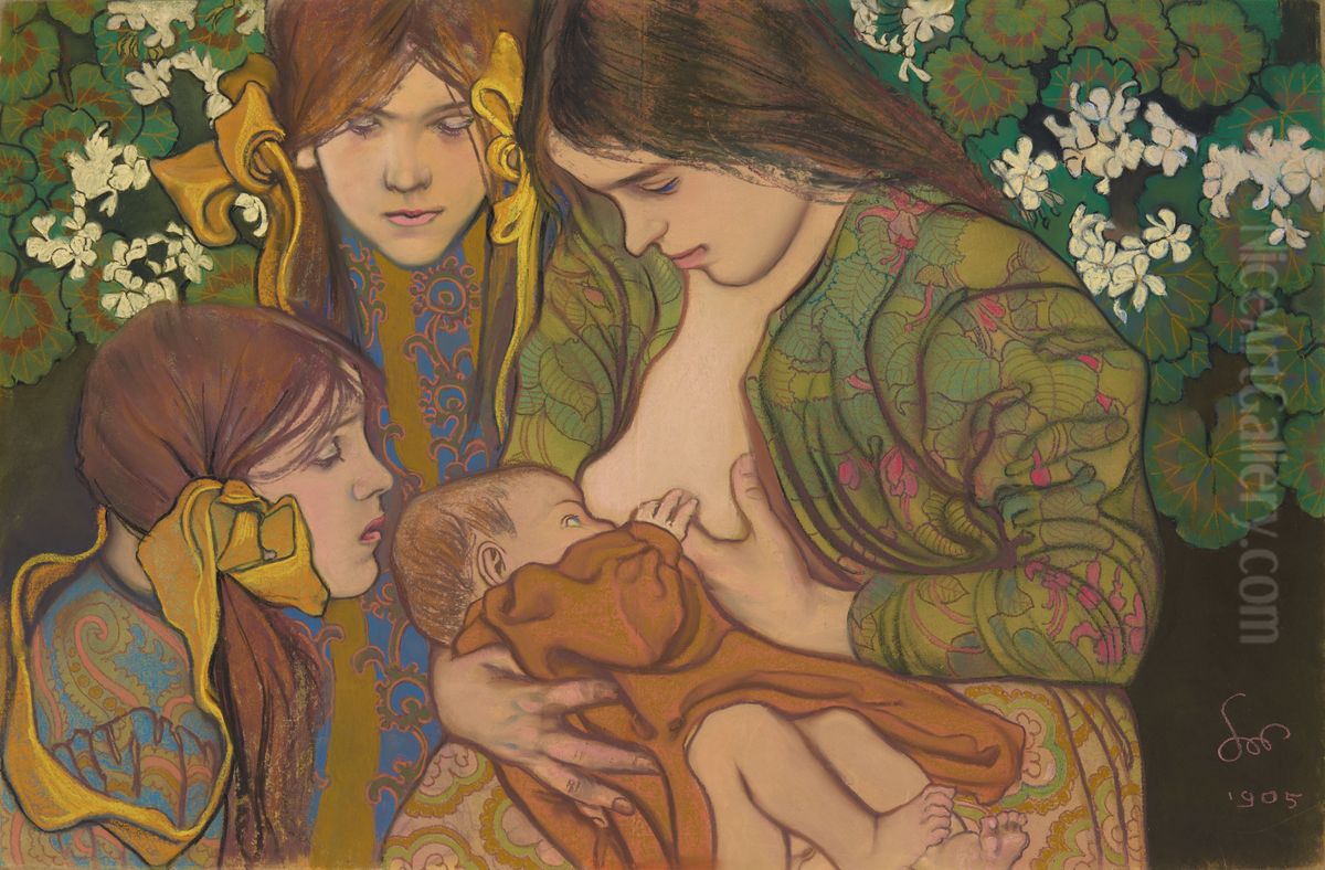 Macierzynstwo Oil Painting by Stanislaw Wyspianski