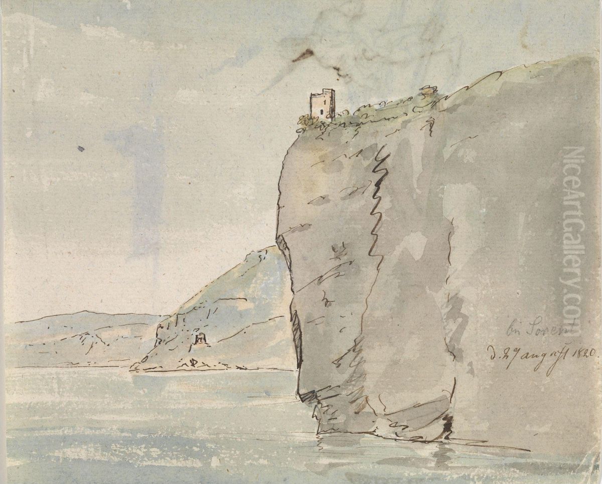 Coastal Landscape near Sorrento Oil Painting by Johan Wilhelm Ludwig Dahl