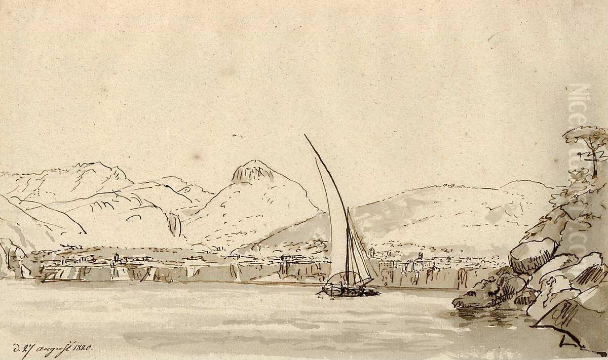 Bukten ved Sorrento Oil Painting by Johan Wilhelm Ludwig Dahl