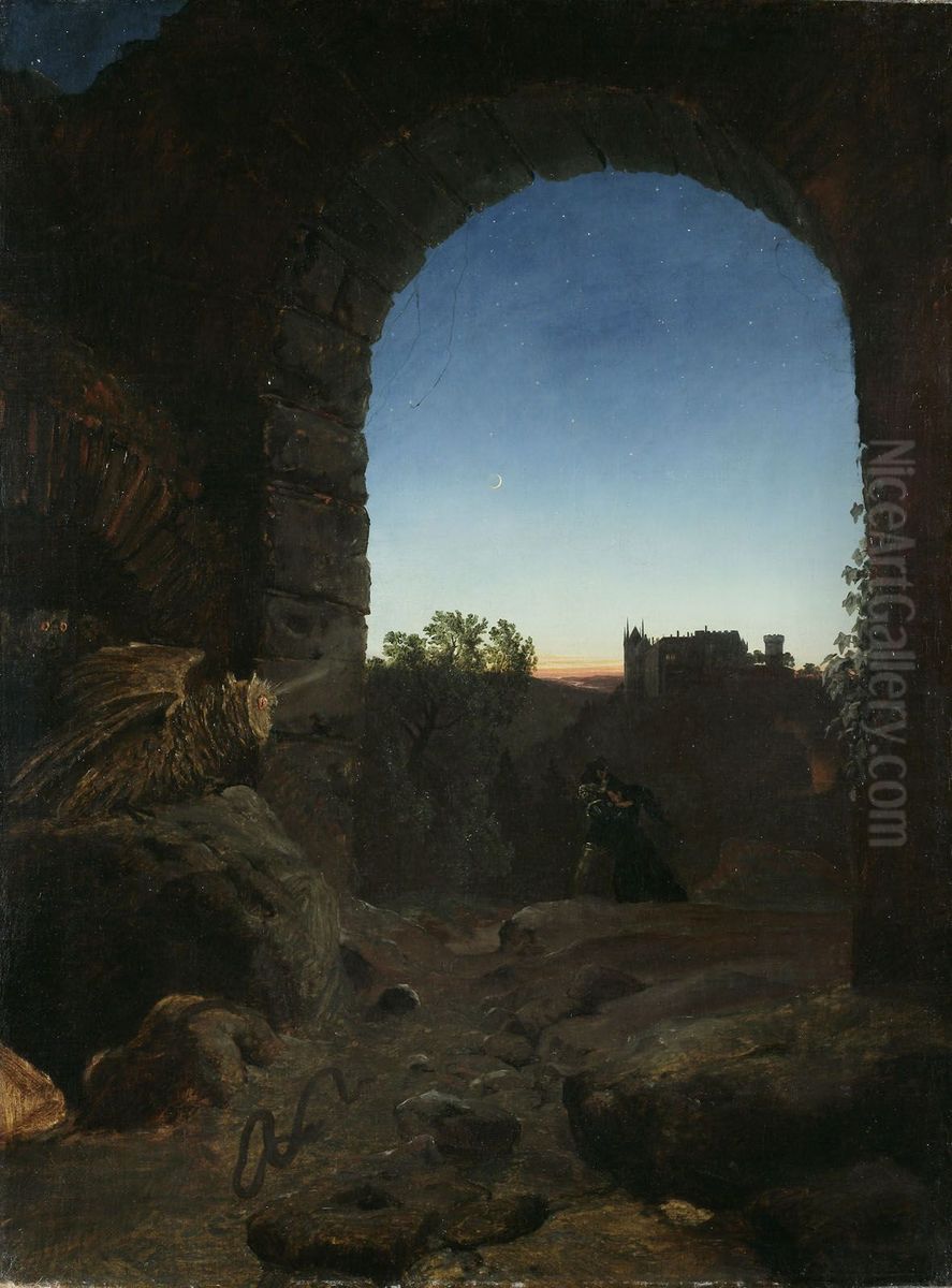 Romantische Landschaft mit Ruine Oil Painting by Carl Blechen