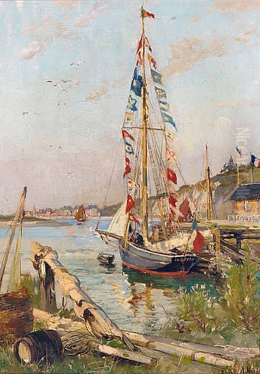 Bateau decore a Dives Oil Painting by Alexandre Nozal