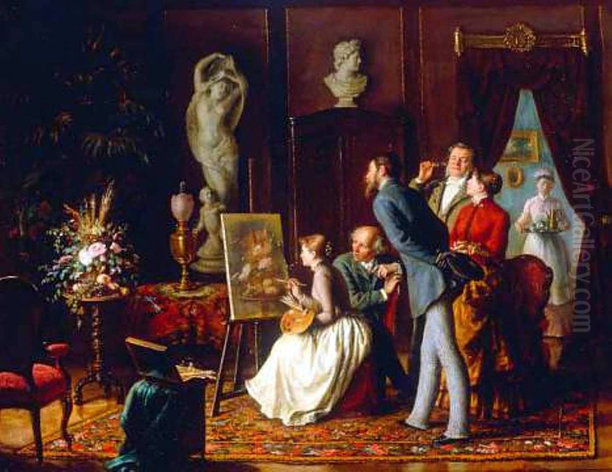 <<Talanty i poklonniki>> Oil Painting by Sergei Gribkov