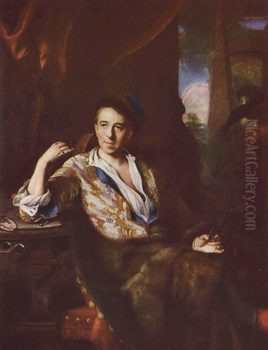 Portrait du miniaturiste K. Bruni Oil Painting by Jan Kupecky