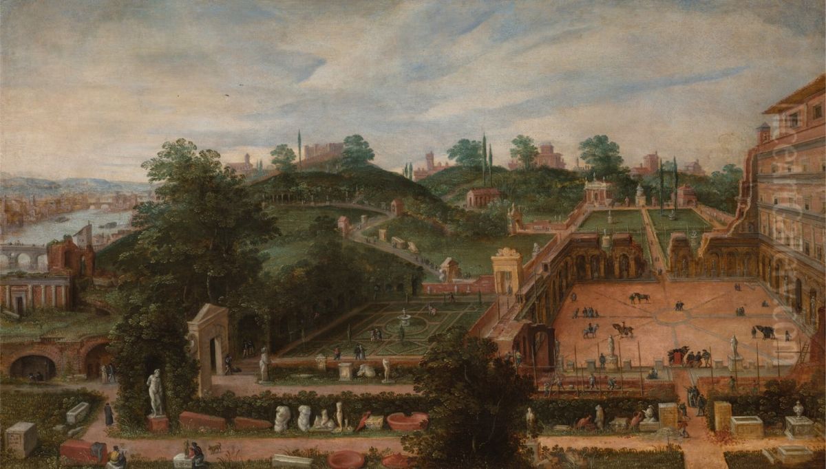 Zicht op de sculptuurtuin van Kardinaal Cesi Oil Painting by Hendrick van Cleve III