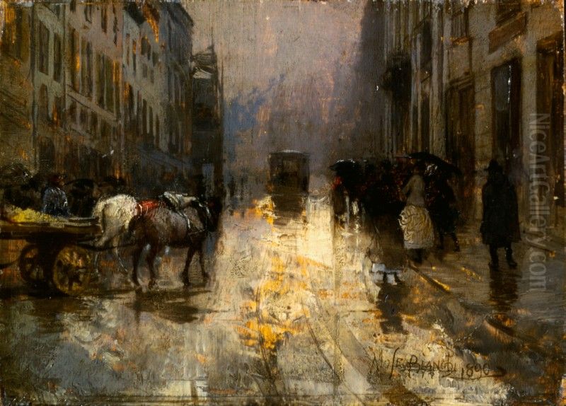 Vecchia Milano Oil Painting by Mose Bianchi
