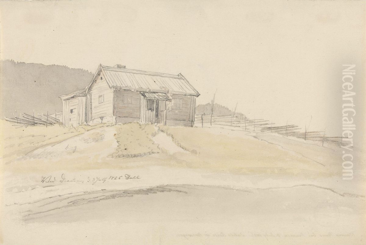 Cotter's Farm near Drammen Oil Painting by Johan Wilhelm Ludwig Dahl