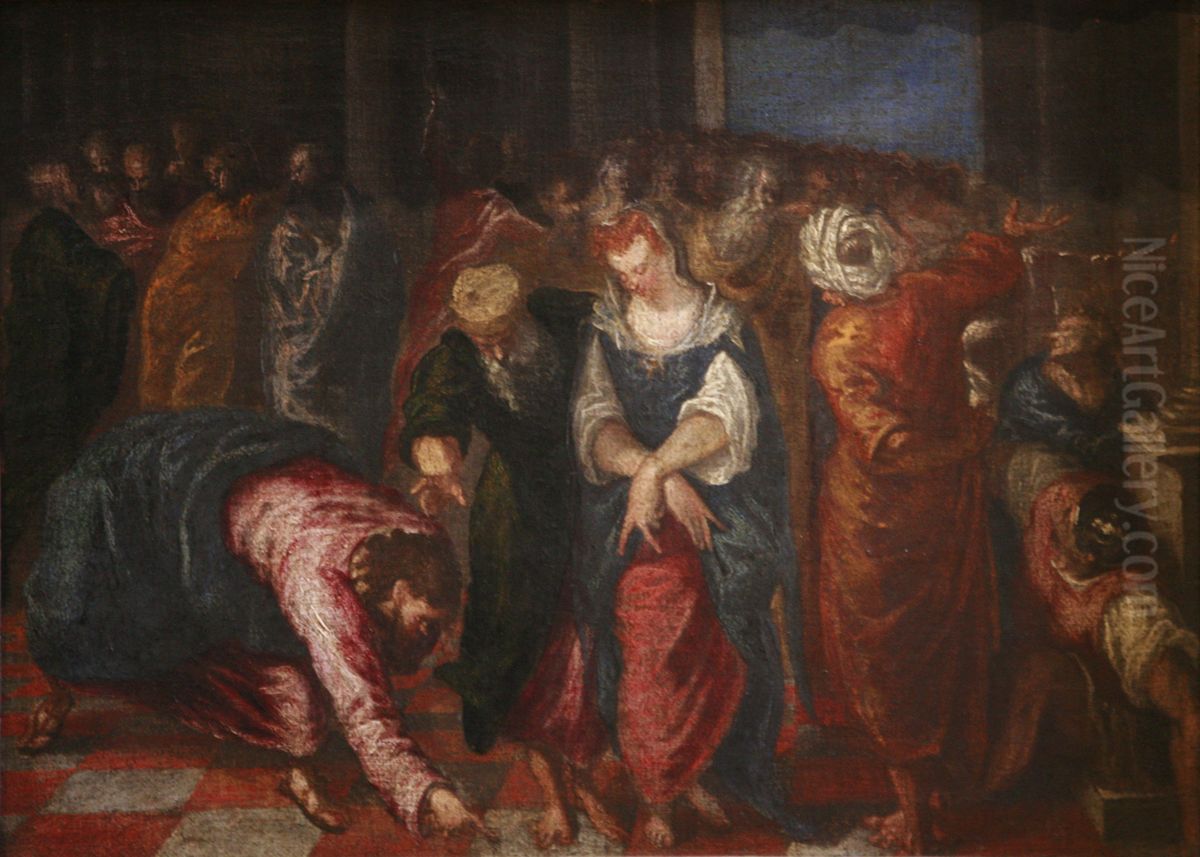 Jesus Christ and the woman taken in adultery Oil Painting by El Greco