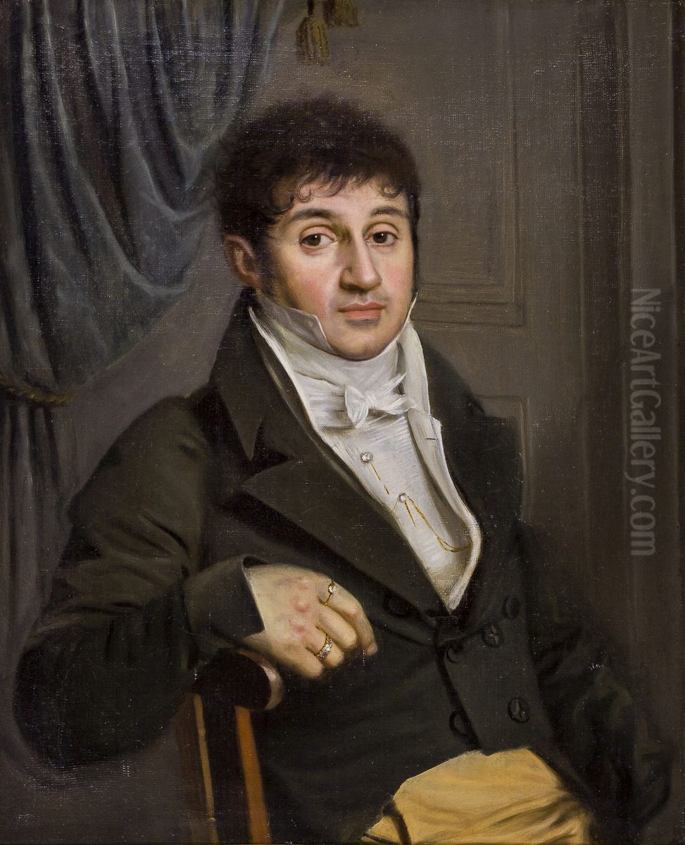 Portrait of Antoine-Victor-Benoist Desmars, Major of Trembla Oil Painting by Cesarine Lombard