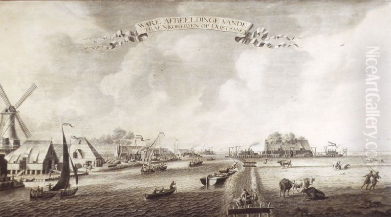Oil refinery (traankokerij) in Oostzaan Oil Painting by Adriaen Van Salm