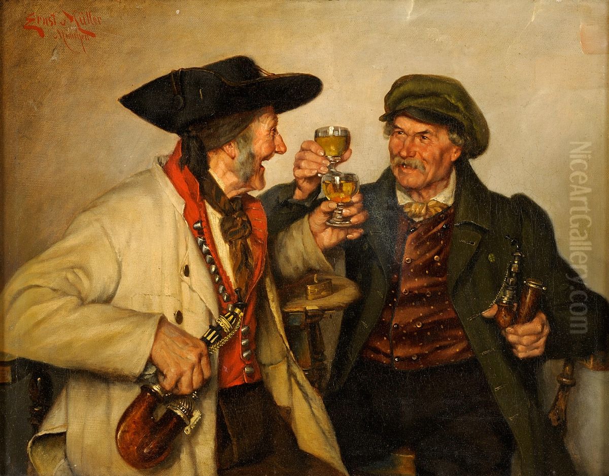 Ein guter Tropfen Oil Painting by Ernst Immanuel Muller