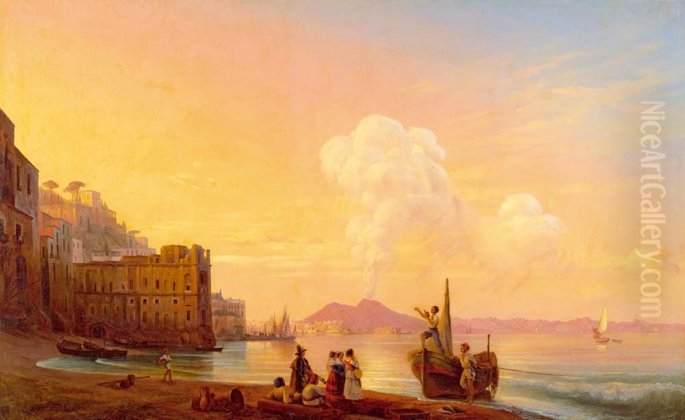 Naples with a poet amongst fishermen Oil Painting by Ivan Aivazovsky