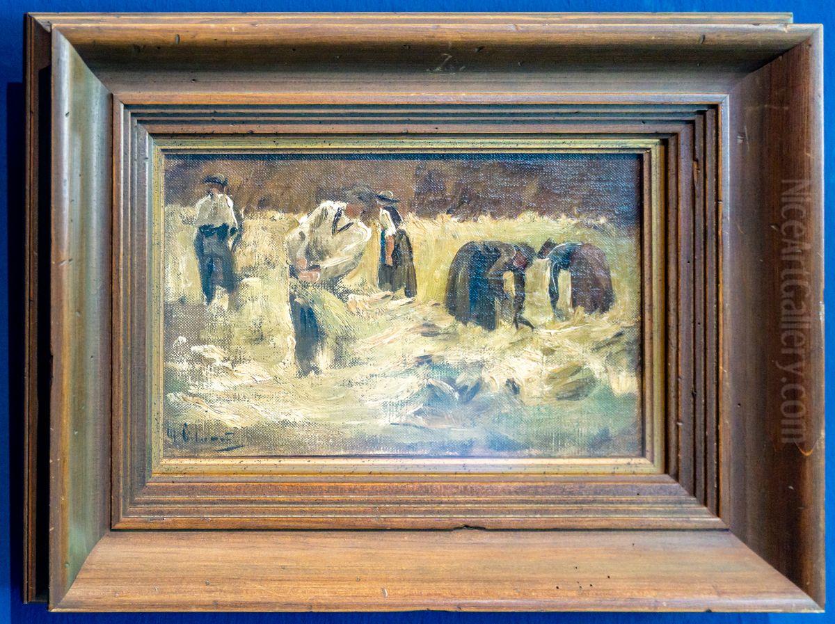 Getreideernte Oil Painting by Max Liebermann