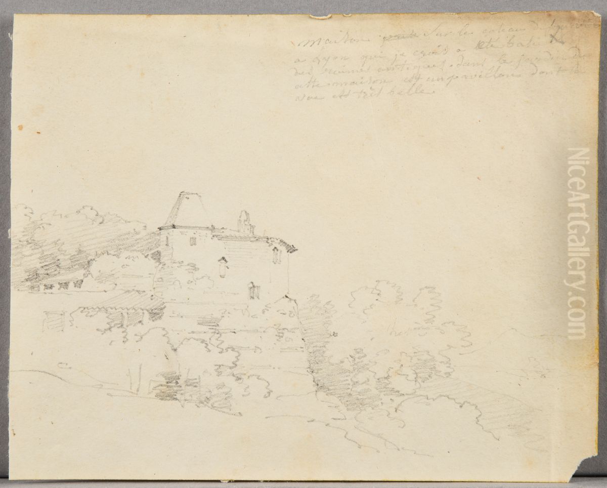 Maison sur la colline de Fourviere Oil Painting by Jacques Raymond Brascassat