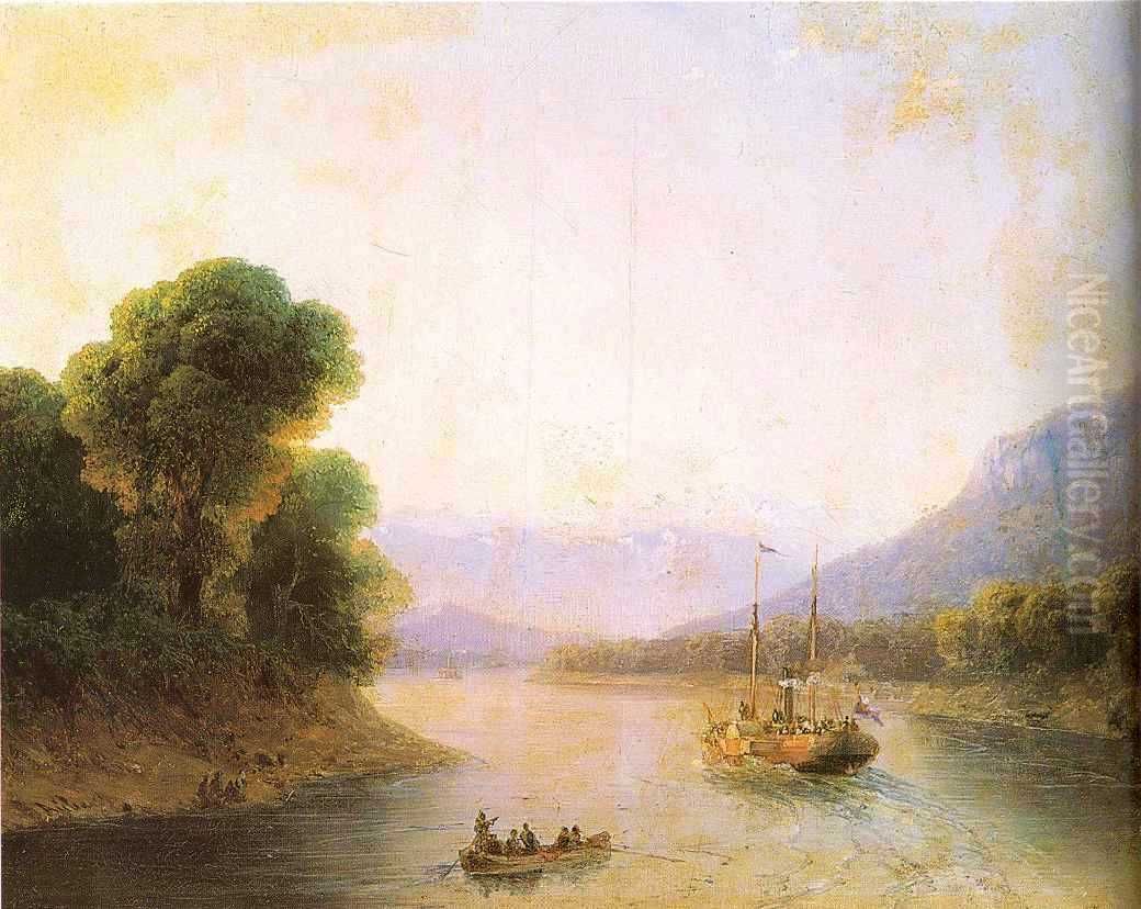 The Rioni River in Georgia. Oil Painting by Ivan Aivazovsky
